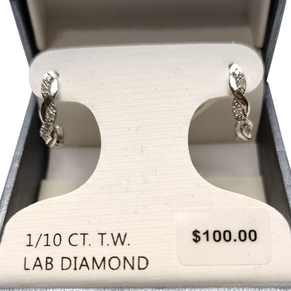 Diamond Brilliance Sterling Silver 1/10 CT T.W. Lab Diamond Hoop Earrings - Picture 2 of 5